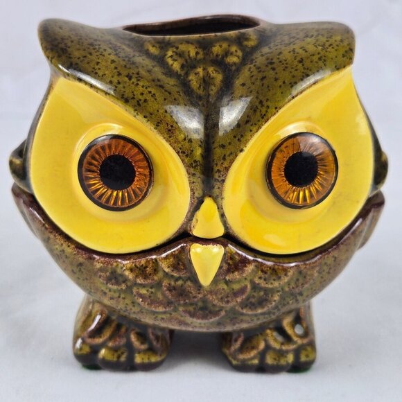Ceramic Two Piece Owl Candle Holder Handmade by LUV Conroe Texas Decor - Picture 1 of 12